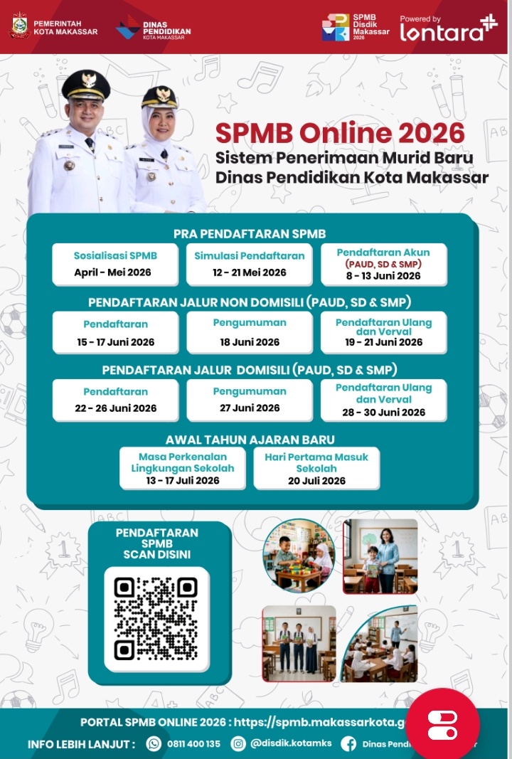 SPMB Makassar 2026 Dibuka 8 Juni, Disdik Minta Orang Tua Segera Buat ini!