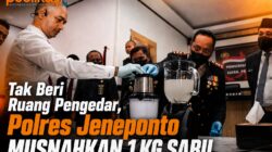 Tak Beri Ruang Pengedar, Polres Jeneponto Musnahkan Sabu 1 Kg Tak Beri Ruang Pengedar, Polres Jeneponto Musnahkan Sabu 1 Kg
