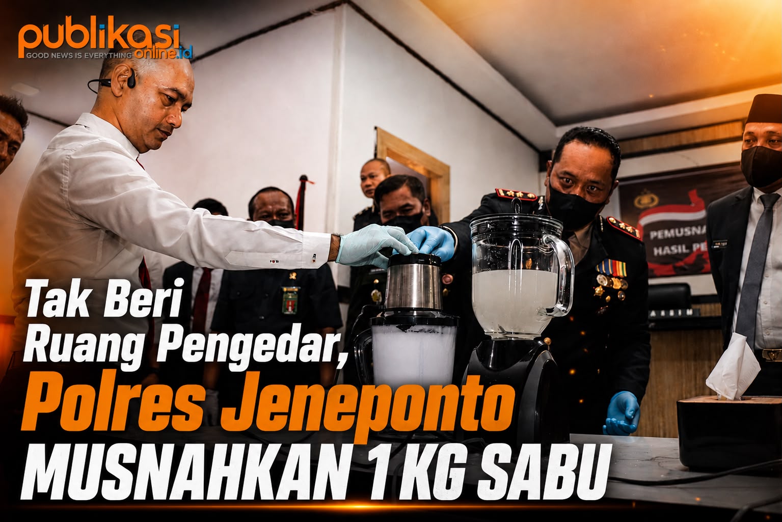 Tak Beri Ruang Pengedar, Polres Jeneponto Musnahkan Sabu 1 Kg