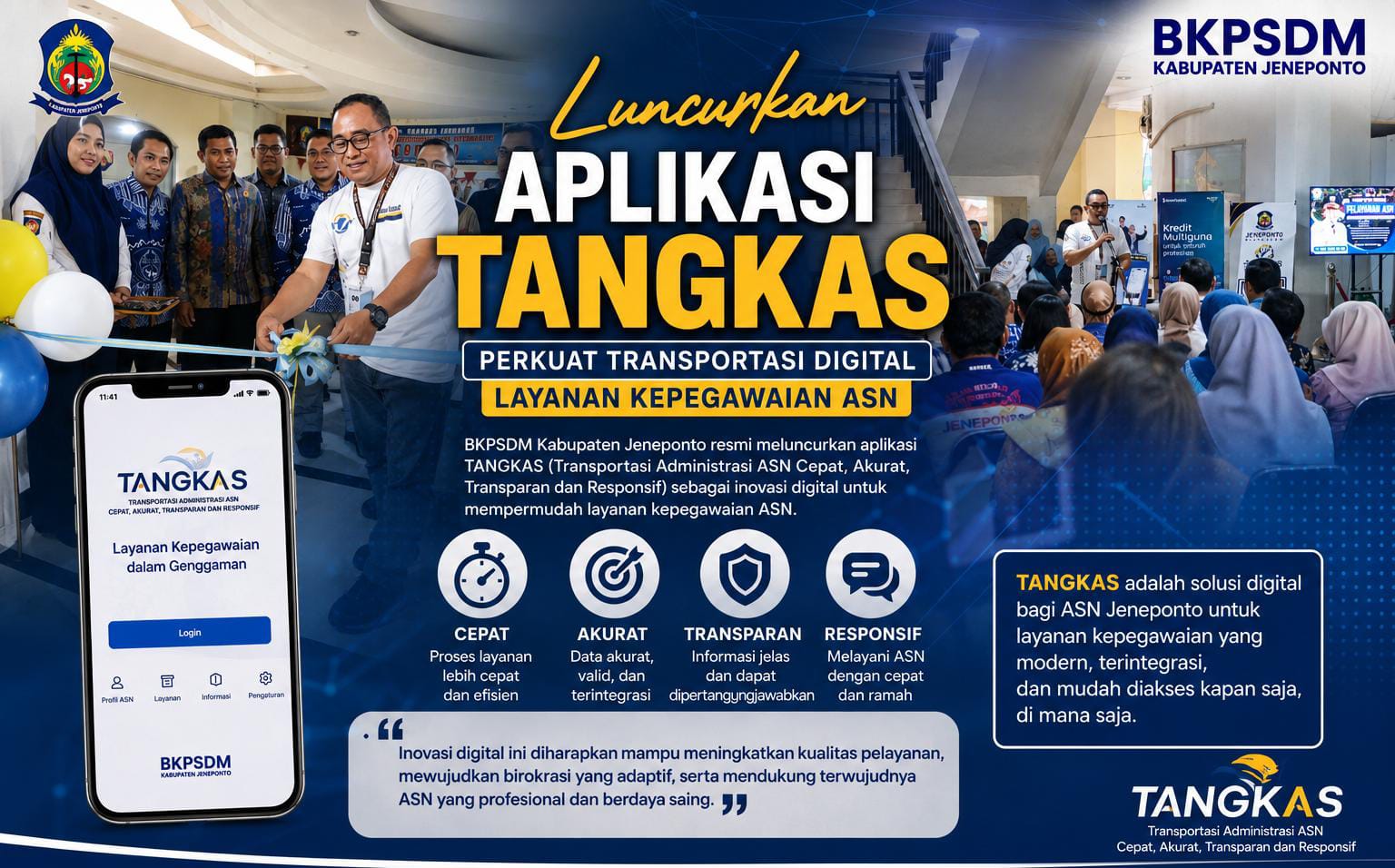 BKPSDM Jeneponto Luncurkan Aplikasi TANGKAS